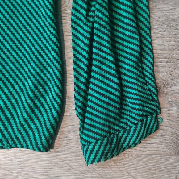 80s Vintage High Neck Bow Graphic Striped Printed Blouse - Picture 7 of 13